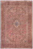 Distressed Antique Kashan Reynolds Pink/Brown Wool Rug - 8'0'' x 11'6''