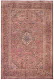 Distressed Antique Kashan Reynolds Pink/Brown Wool Rug - 8'0'' x 11'6''