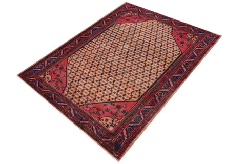 handmade Traditional Tabriz Mahi Brown Blue Hand Knotted RECTANGLE 100% WOOL area rug 6 x 10