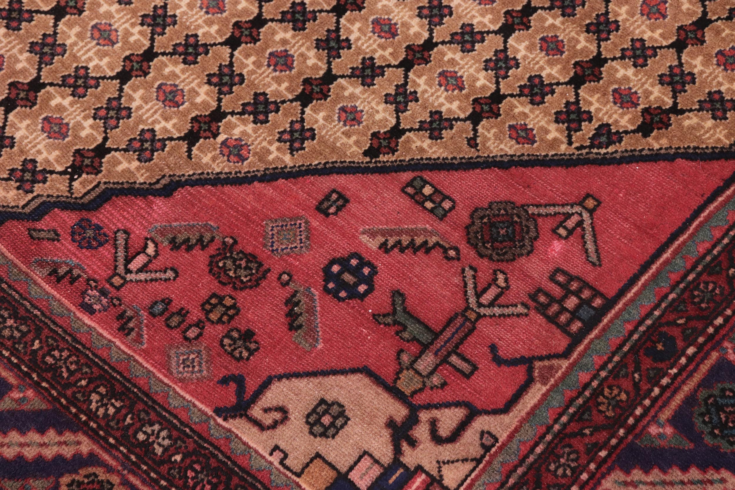 handmade Traditional Tabriz Mahi Brown Blue Hand Knotted RECTANGLE 100% WOOL area rug 6 x 10