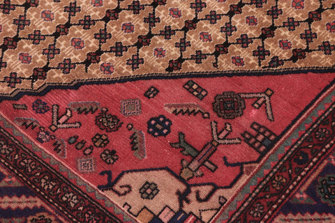 handmade Traditional Tabriz Mahi Brown Blue Hand Knotted RECTANGLE 100% WOOL area rug 6 x 10