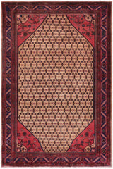 handmade Traditional Tabriz Mahi Brown Blue Hand Knotted RECTANGLE 100% Wool Pile area rug 6x10