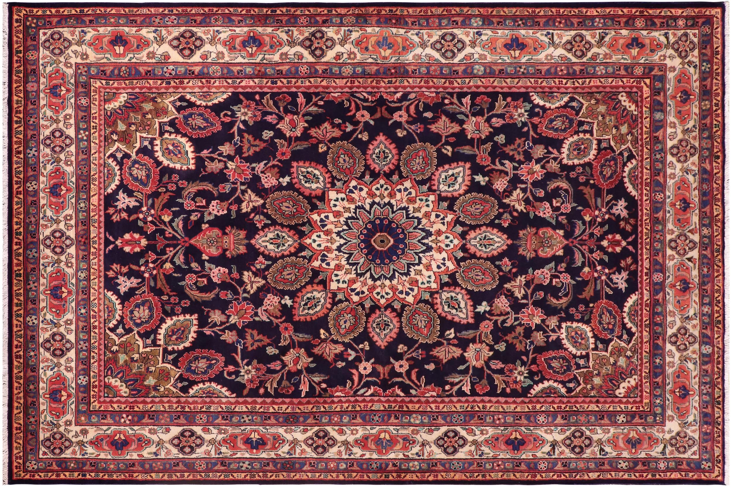 handmade Traditional Ardbeel Blue Beige Hand Knotted RECTANGLE 100% WOOL area rug 7 x 10