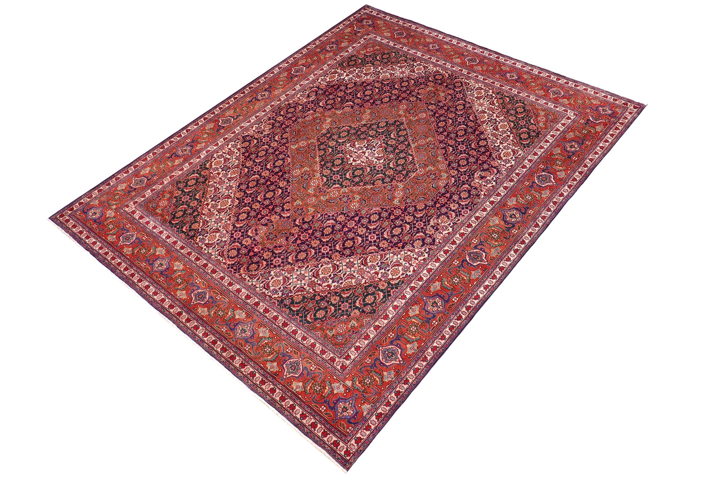 handmade Vintage Tabriz Mahi Purple Rust Hand Knotted RECTANGLE 100% WOOL area rug 10' x 13'