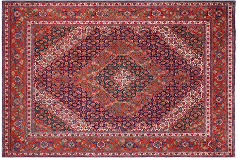 handmade Vintage Tabriz Mahi Purple Rust Hand Knotted RECTANGLE 100% WOOL area rug 10' x 13'