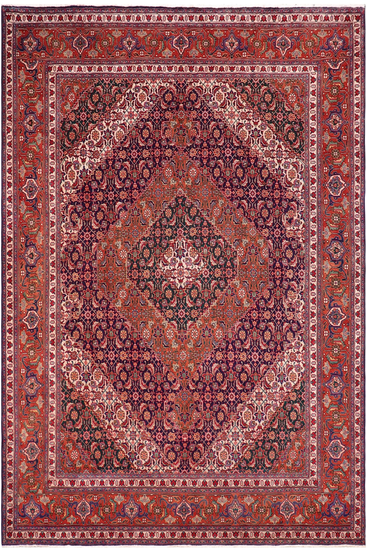 Vintage Antique Tabriz Mahi Jenkins Purple/Rust Wool Rug - 10'0''X12'7''