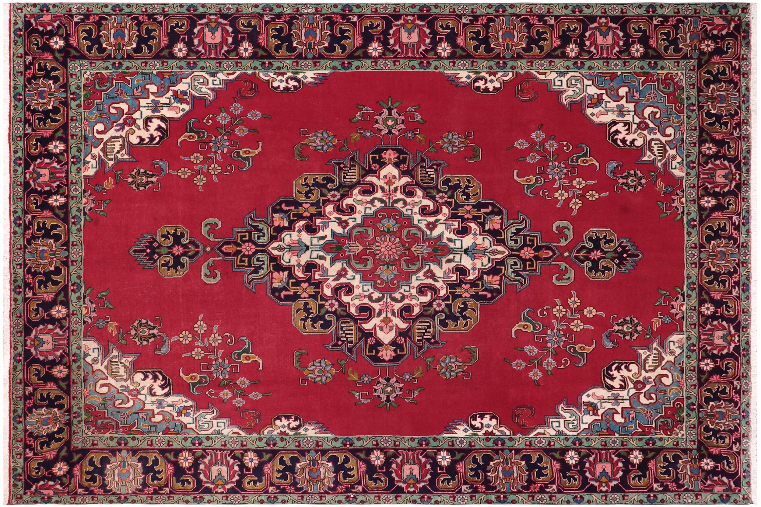 handmade Vintage Tabriz Red Purple Hand Knotted RECTANGLE 100% WOOL area rug 10' x 13'