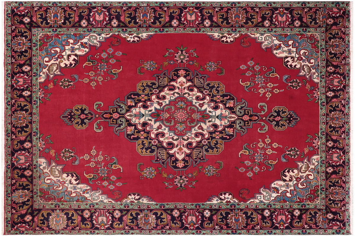 handmade Vintage Tabriz Red Purple Hand Knotted RECTANGLE 100% WOOL area rug 10' x 13'