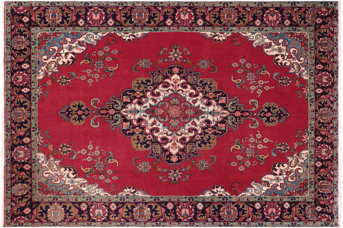 handmade Vintage Tabriz Red Purple Hand Knotted RECTANGLE 100% WOOL area rug 10' x 13'