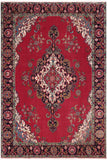 Distressed Antique Tabriz Powell Red/Purple Wool Rug - 9'8'' x 13'0''