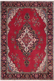 Distressed Antique Tabriz Powell Red/Purple Wool Rug - 9'8'' x 13'0''