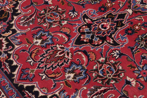 handmade Vintage Kashan Red Blue Hand Knotted RECTANGLE 100% WOOL area rug 10' x 13'