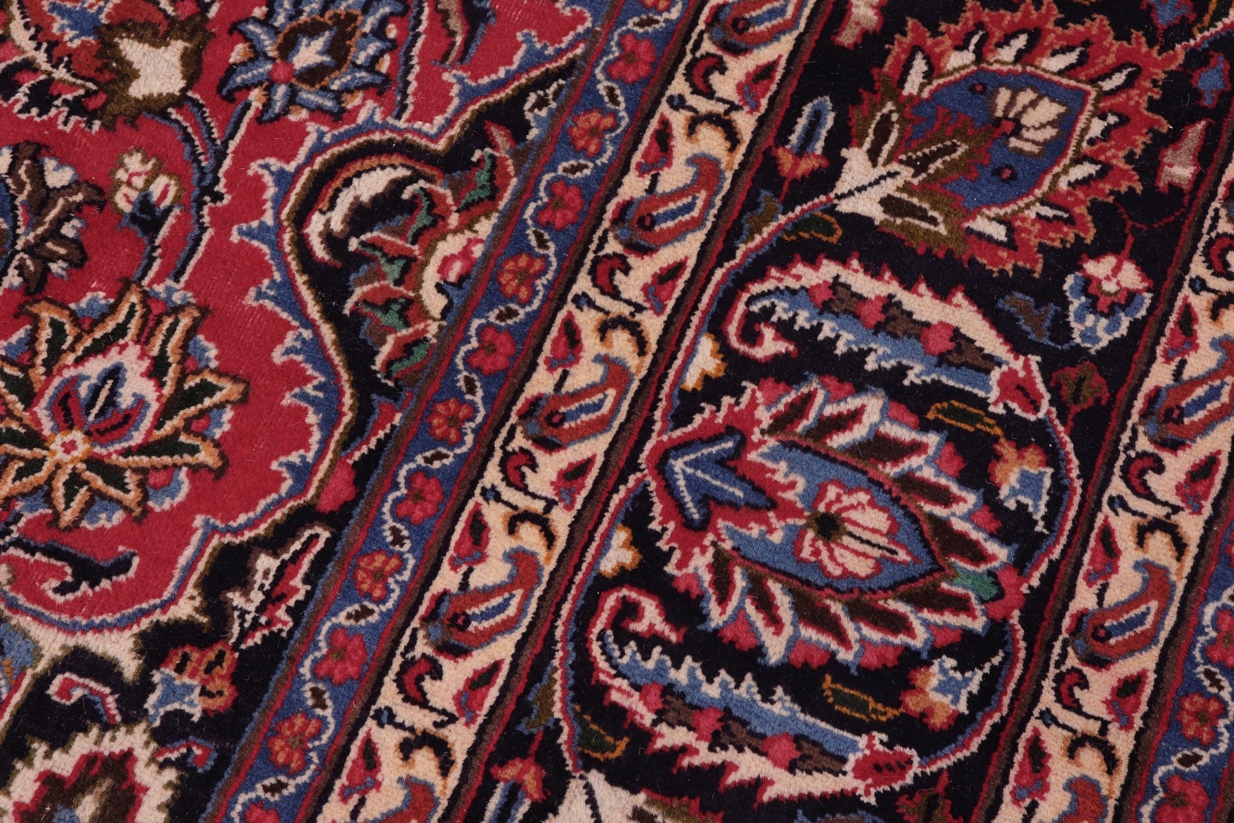 handmade Vintage Kashan Red Blue Hand Knotted RECTANGLE 100% WOOL area rug 10' x 13'