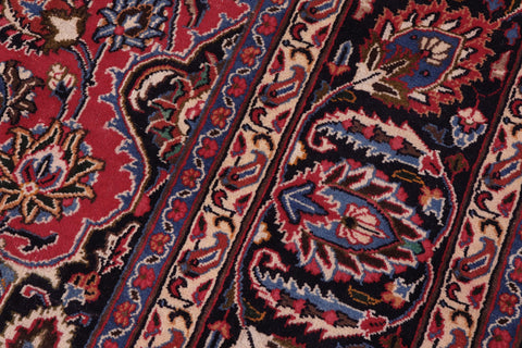 handmade Vintage Kashan Red Blue Hand Knotted RECTANGLE 100% WOOL area rug 10' x 13'