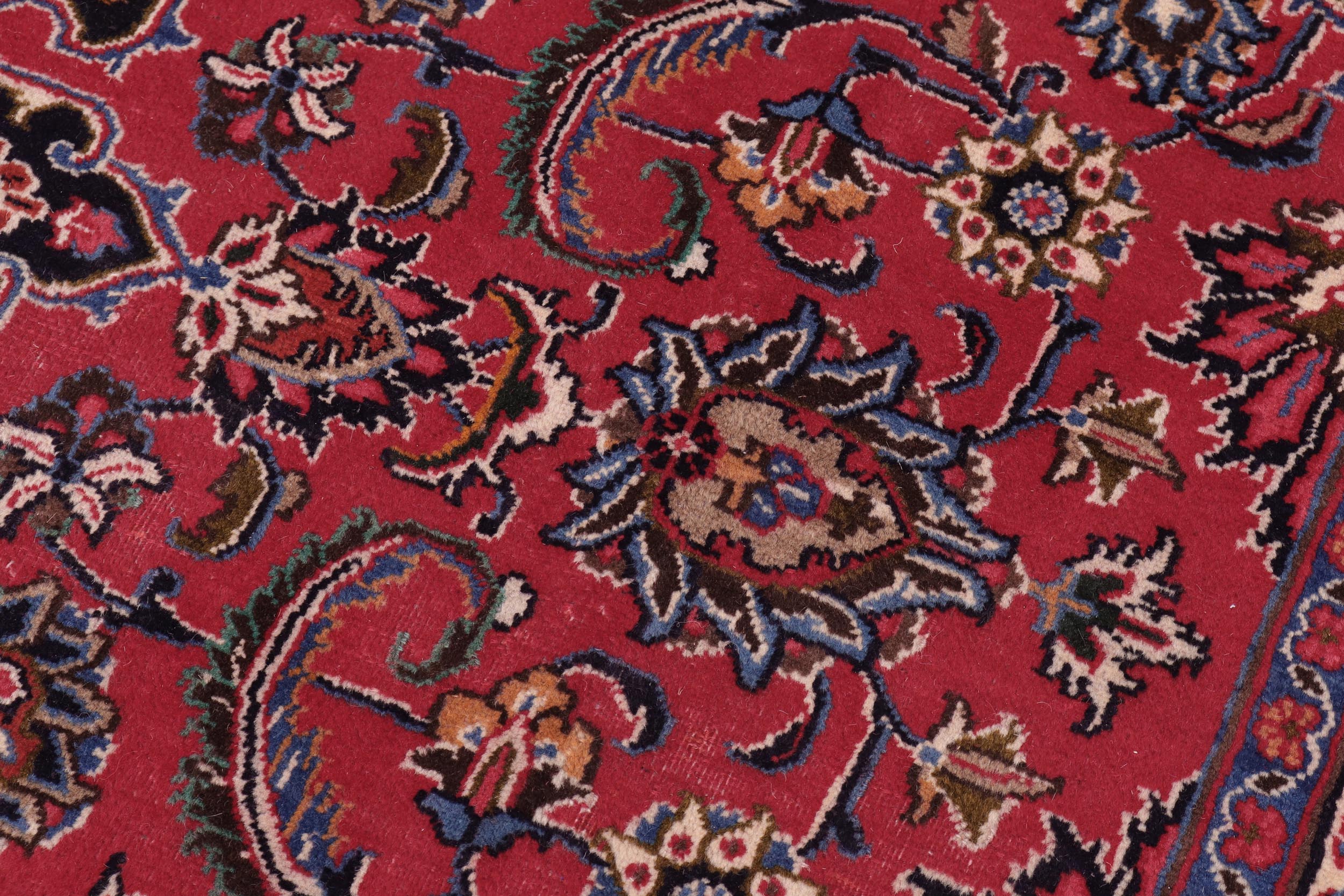 handmade Vintage Kashan Red Blue Hand Knotted RECTANGLE 100% WOOL area rug 10' x 13'