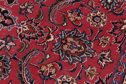 handmade Vintage Kashan Red Blue Hand Knotted RECTANGLE 100% WOOL area rug 10' x 13'