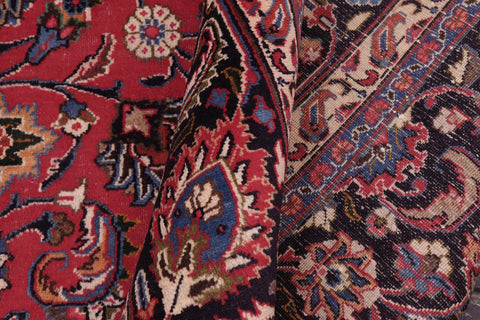 handmade Vintage Kashan Red Blue Hand Knotted RECTANGLE 100% WOOL area rug 10' x 13'