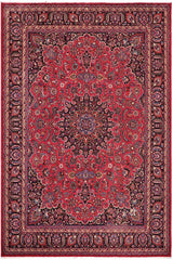 Traditional handmade Persian vintage distressed Red Blue Hand Knotted RECTANGLE 100% WOOL area rug 10X13