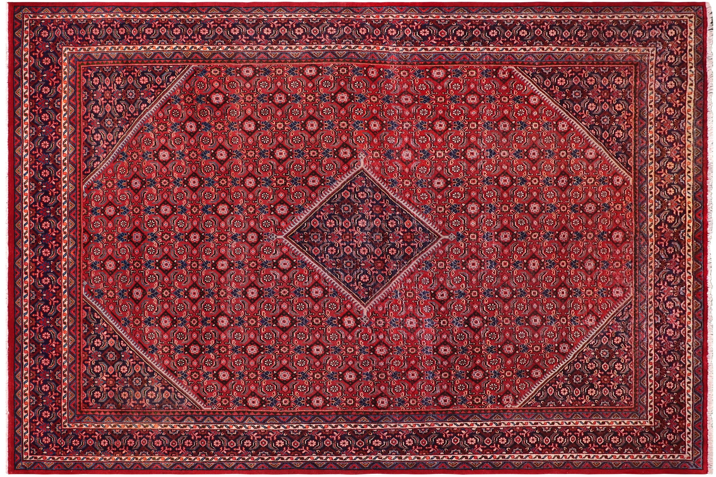 handmade Vintage Tabriz Mahi Red Purple Hand Knotted RECTANGLE 100% WOOL area rug 10' x 13'