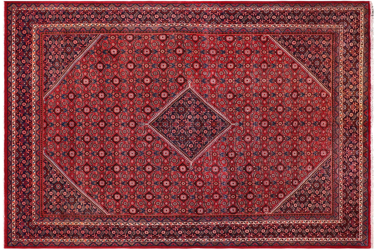 handmade Vintage Tabriz Mahi Red Purple Hand Knotted RECTANGLE 100% WOOL area rug 10' x 13'