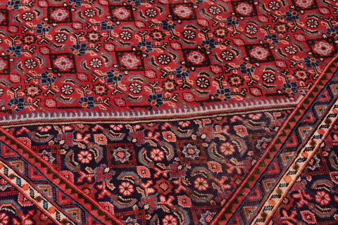 Traditional handmade Persian vintage distressed Mahi Red Purple Hand Knotted RECTANGLE 100% WOOL area rug 10X13