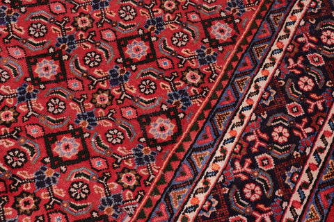 Traditional handmade Persian vintage distressed Mahi Red Purple Hand Knotted RECTANGLE 100% WOOL area rug 10X13