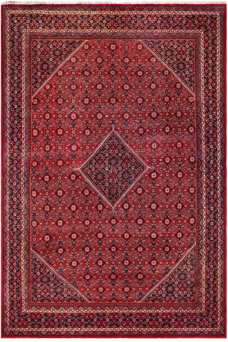 Distressed Antique Tabriz Mahi Payne Red/Purple Wool Rug - 9'11''X12'11''