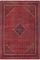 Traditional handmade Persian vintage distressed Mahi Red Purple Hand Knotted RECTANGLE 100% WOOL area rug 10X13