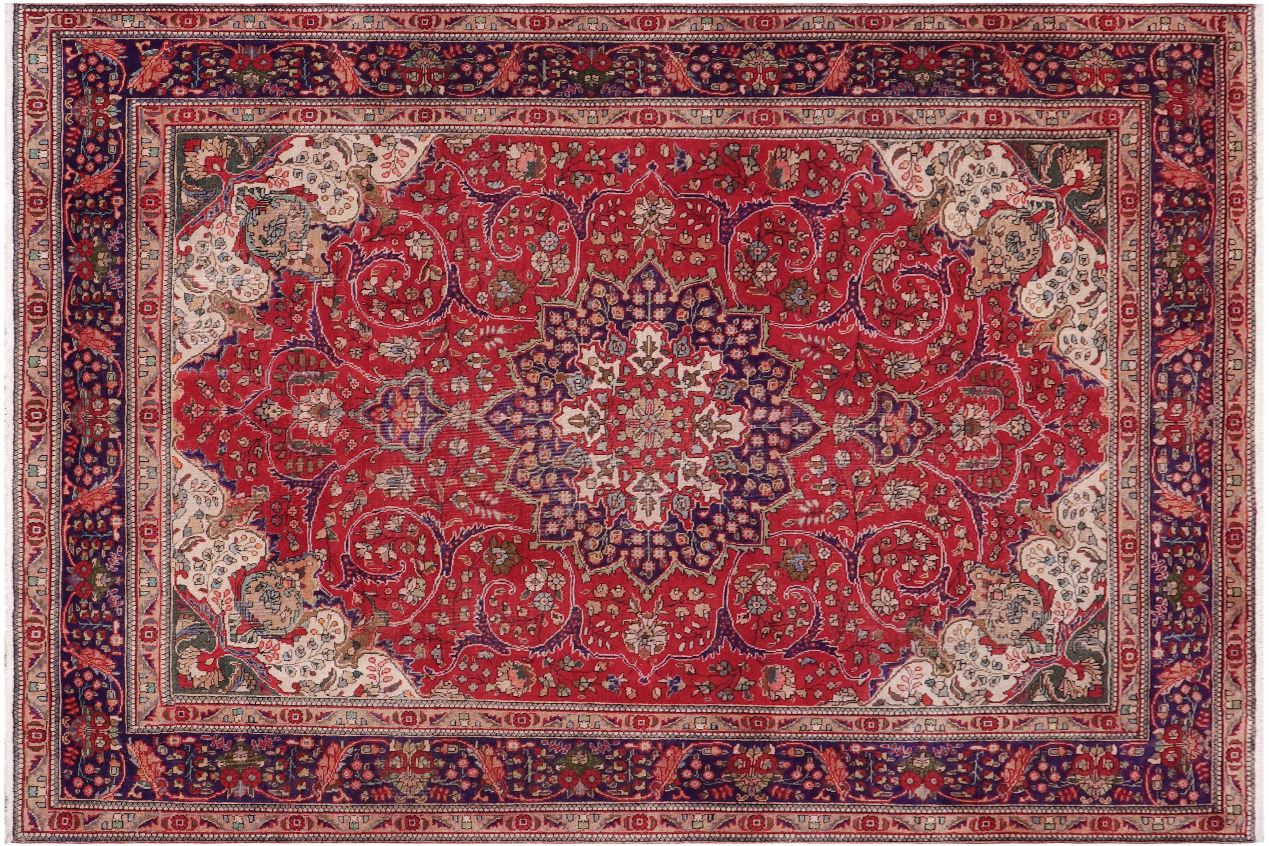 handmade Vintage Bakhtiari Red Purple Hand Knotted RECTANGLE 100% WOOL area rug 9' x 11'