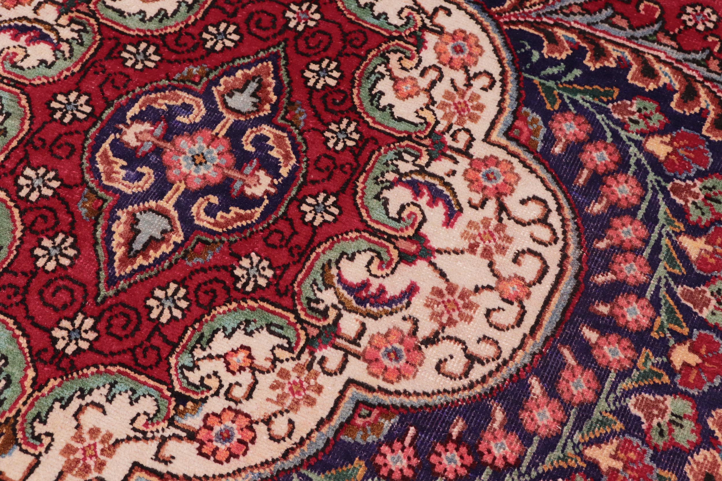 handmade Vintage Tabriz Red Purple Hand Knotted RECTANGLE 100% WOOL area rug 9' x 13'