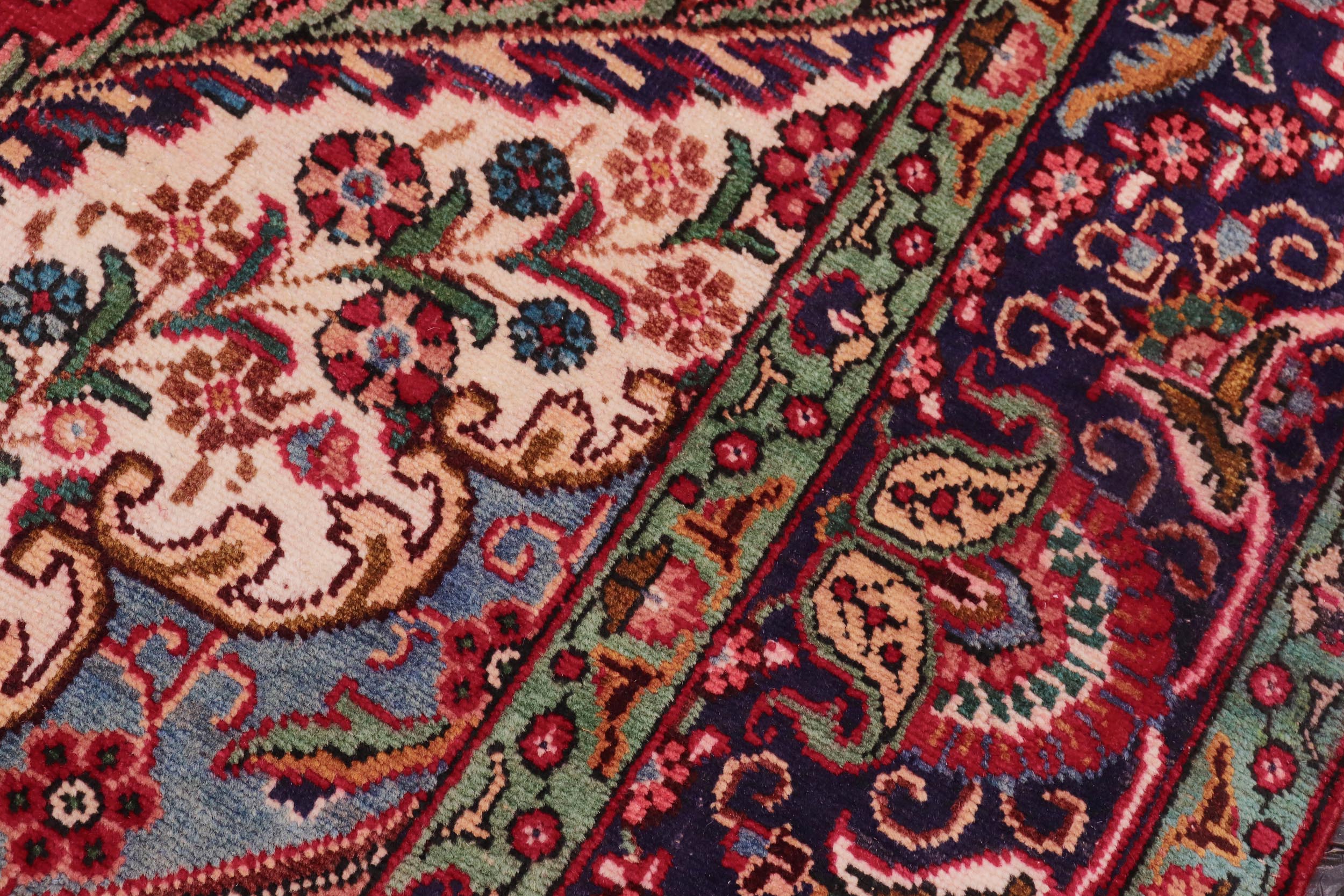 handmade Vintage Tabriz Red Purple Hand Knotted RECTANGLE 100% WOOL area rug 9' x 13'