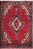 Distressed Antique Tabriz Rose Red/Purple Wool Rug - 9'2'' x 12'7''