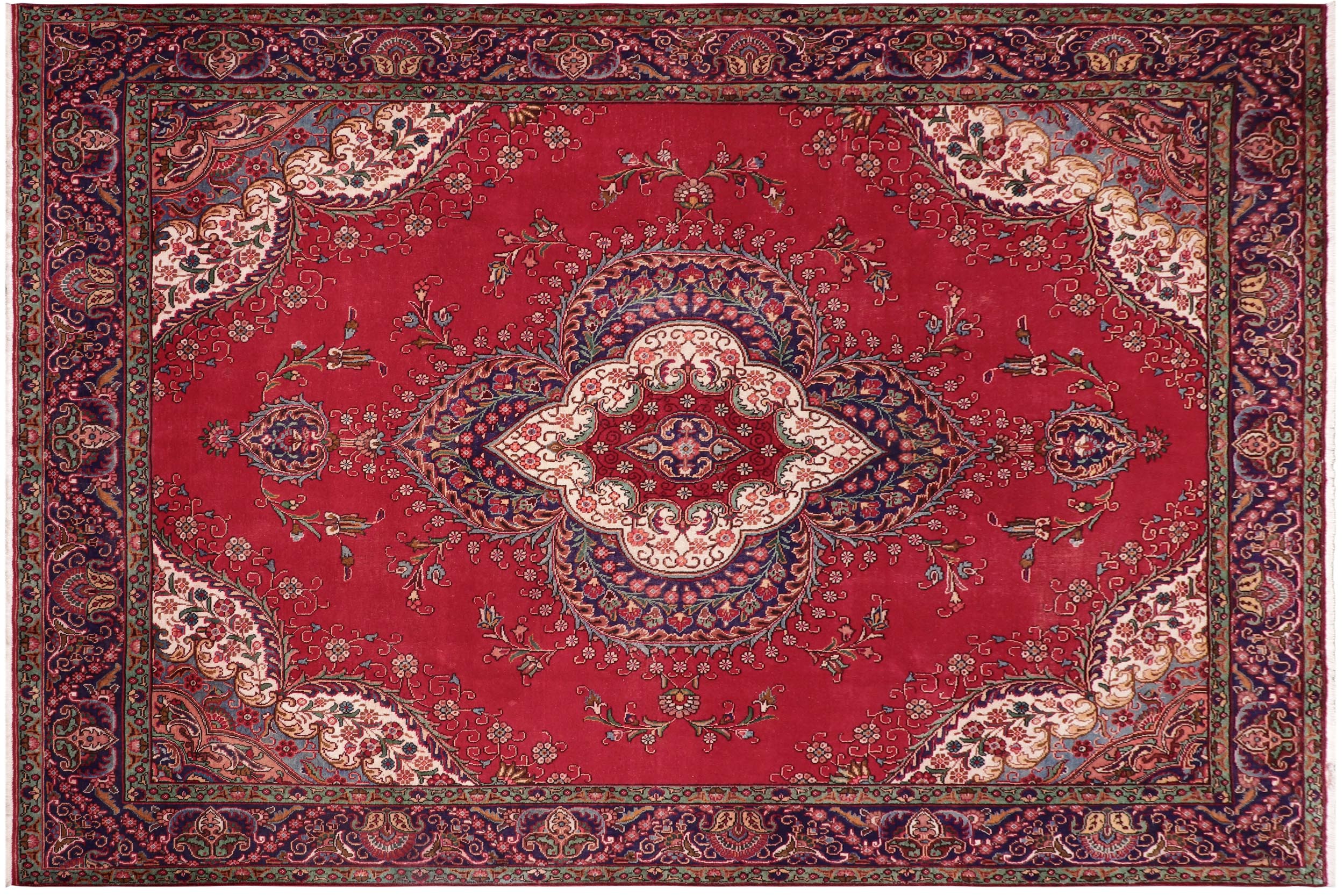 handmade Vintage Tabriz Red Purple Hand Knotted RECTANGLE 100% WOOL area rug 9' x 13'