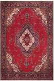 Distressed Antique Tabriz Rose Red/Purple Wool Rug - 9'2'' x 12'7''