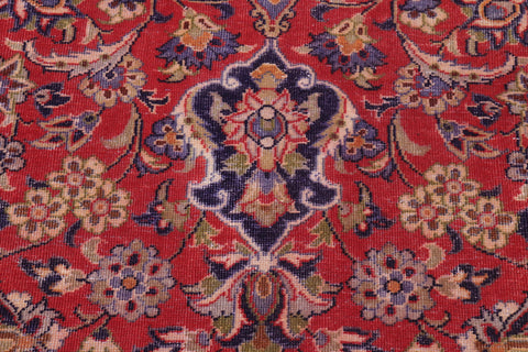 handmade Vintage Kashan Red Blue Hand Knotted RECTANGLE 100% WOOL area rug 10' x 14'