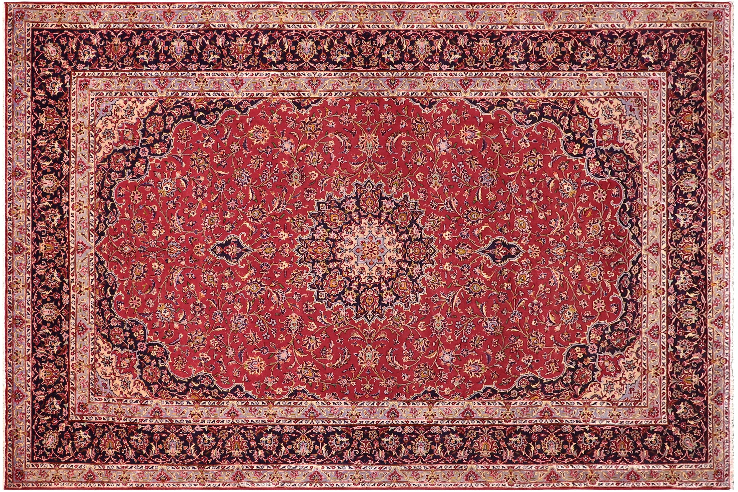 handmade Traditional Kashan Red Purple Hand Knotted RECTANGLE 100% WOOL area rug 10 x 14