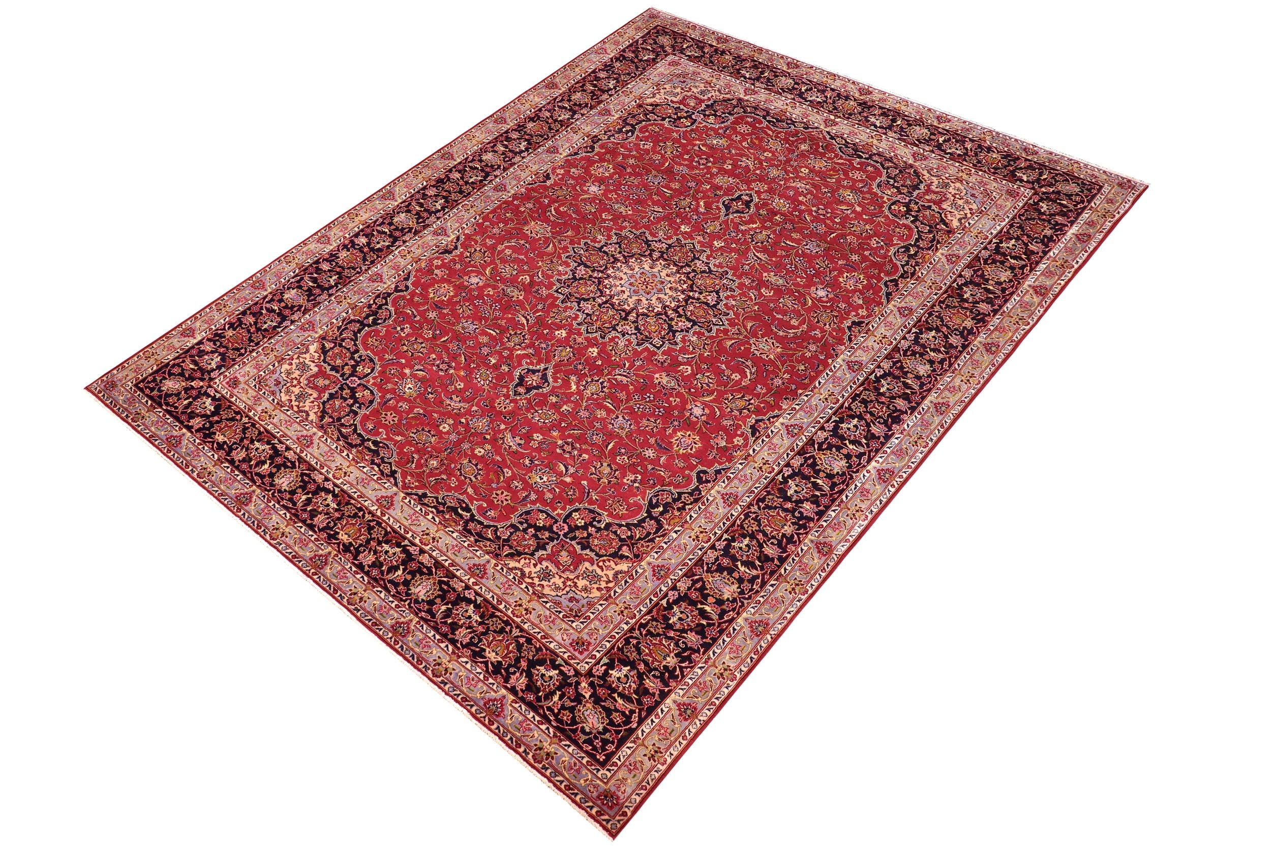 handmade Traditional Kashan Red Purple Hand Knotted RECTANGLE 100% WOOL area rug 10 x 14