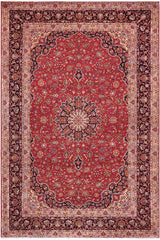 handmade Traditional Kashan Red Purple Hand Knotted RECTANGLE 100% Wool Pile area rug 10x14