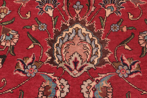 Traditional handmade Persian vintage distressed Red Beige Hand Knotted RECTANGLE 100% WOOL area rug 10X13