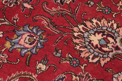 Traditional handmade Persian vintage distressed Red Beige Hand Knotted RECTANGLE 100% WOOL area rug 10X13