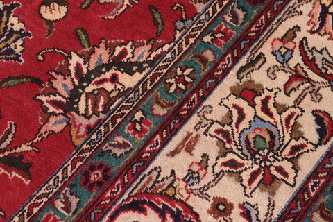 Traditional handmade Persian vintage distressed Red Beige Hand Knotted RECTANGLE 100% WOOL area rug 10X13