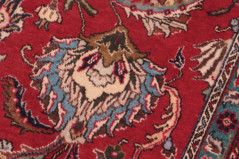 Traditional handmade Persian vintage distressed Red Beige Hand Knotted RECTANGLE 100% WOOL area rug 10X13