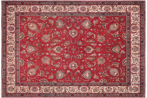 handmade Transitional Tabriz Red Beige Hand Knotted RECTANGLE 100% WOOL area rug 10' x 13'