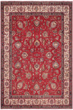 Distressed Antique Tabriz Watts Red/Beige Wool Rug - 9'7'' x 12'9''