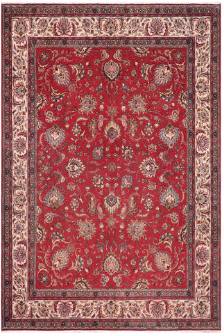 Distressed Antique Tabriz Watts Red/Beige Wool Rug - 9'7''X12'9''