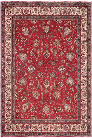 Traditional handmade Persian vintage distressed Red Beige Hand Knotted RECTANGLE 100% WOOL area rug 10X13