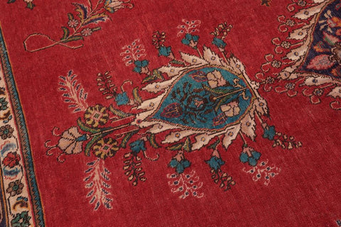 Traditional handmade Persian vintage distressed Red Purple Hand Knotted RECTANGLE 100% WOOL area rug 10X13