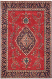Vintage Antique Tabriz Burgess Red/Purple Wool Rug - 9'8'' x 12'9''