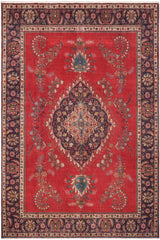 Vintage Antique Tabriz Burgess Red/Purple Wool Rug - 9'8''X12'9''