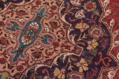 Traditional handmade Persian vintage distressed Red Purple Hand Knotted RECTANGLE 100% WOOL area rug 10X13